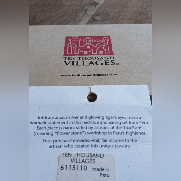 Bohemian Silver and Tiger Eye Necklace and Earring Set - Picture 3 of 6